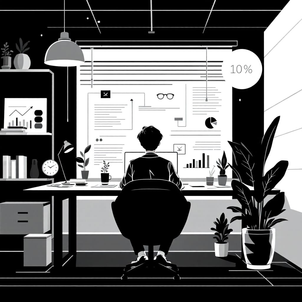 An illustration of an office worker in the why choose me section of Akshay's website, best digital marketer in calicut.